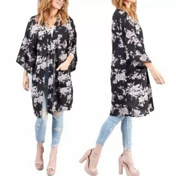 Spiritual Gangster Women's Floral Kimono Robe One Size Multicolor - Picture 3 of 7